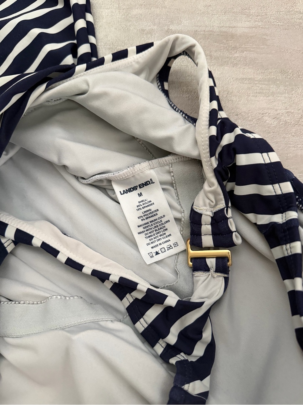 Lands’ End | Navy White Stripe One Piece Swimsuit - Size Medium - Picture 5 of 5